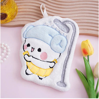 Serviette de toilette suspendue personnalisée Bubu & Dudu Bear en polaire corail pour cuisine, salle de bain, sport, utilisation quatre saisons