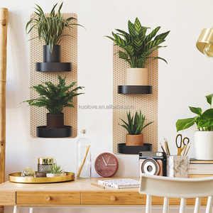 3D plantes en pot et fleurs simulation <span class=keywords><strong>triptyque</strong></span> stickers muraux salon chambre décoration papier peint autocollants auto-adhésifs - Product Image 1
