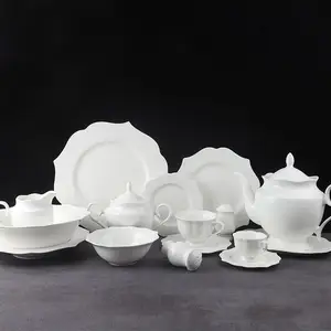 wholesale fine porcelain dishes custom luxury dinner plate tea set 97 24 61 72 pcs dinner ware new bone china dinner set