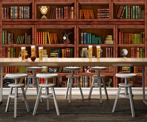 Vintage biblioteca estantería Peel Stick pared Mural Panel Retro decoración papel tapiz para dormitorio - Product Image 2