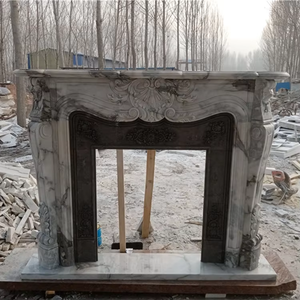 Cheminées en <span class=keywords><strong>brique</strong></span> de pierre camino pierre naturelle beige marbre cheminée décorative cheminée de patio en pierre - Product Image 4