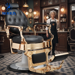 Moolin Chaise de Barbier Professionnelle Hydraulique Inclinable de Luxe Dorée Robuste pour Hommes – Mobilier de Salon de Coiffure - Product Image 2