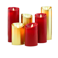 Set Lilin Pilar LED Parafin Ramah Lingkungan 3 Buah dengan Nyala Api 3D dan Remote Control untuk Natal, Halloween & Pernikahan