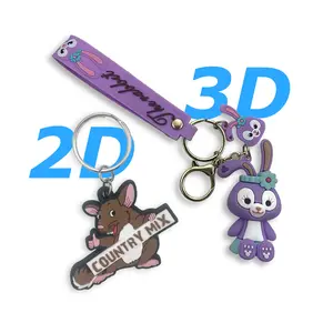 תפור לפי מידה Keychain סיליקון 3d 2d רך גומי Pvc Kawaii חמוד Cartoon Keyring מפתח שרשרת