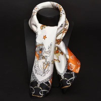 Foulard de luxe imprimé numériquement avec logo, directement de l'usine, pour femme, élégant, personnalisé, carré, en soie, bandana, châle