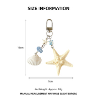 Llaveros de Estrella de Mar con Diseño de Animales Marinos, Hechos a Mano con Conchas Naturales, Abalorios para Bolsos con Temática Oceánica, Estilo Vacaciones en la Playa, Abalorios para Teléfonos Móviles