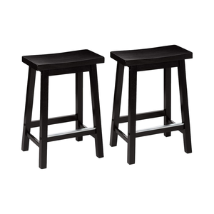 Khái niệm cơ bản Bộ chiều cao <span class=keywords><strong>24</strong></span> inch 2 thiết kế hiện đại yên gỗ chắc chắn-Ghế ngồi ngược chiều cao Nhà bếp đảo thanh phân màu đen Chiều cao <span class=keywords><strong>24</strong></span> inch - Product Image 1