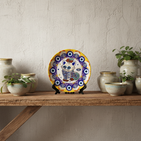 Ensemble de plats et plateaux décoratifs en céramique et porcelaine Changhong Evil Eyes, style turc, avec support de présentation pour le voyage