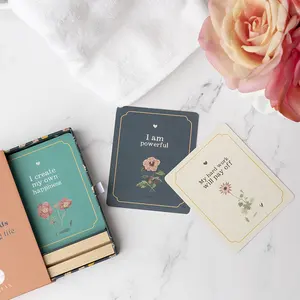 Tarjetas de autoamor de esquina redonda suave para mamá, tarjetas de reafirmante diaria con tarjetero de madera en caja de cinta extraíble - Product Image 1