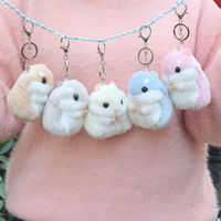 Porte-clés en peluche hamster mignon, mini poupée en peluche de dessin animé, pendentif pour sac à dos, jouet pour machine à griffes, cadeau en gros