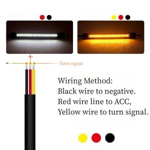 12V LEDストリップ バイク用LEDライト ブレーキ信号インジケーターストリップ ホワイト+イエロー ウインカーライト フローバー - Product Image 5