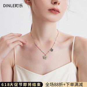 DINLE สร้อยคอลูกปัดหลากสี จี้หน้ายิ้ม สร้อยคอผู้หญิง สร้อยคอหรูหราเบาๆ เครื่องประดับสำหรับงานปาร์ตี้ - Product Image 5
