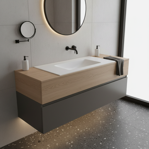 Lavabo de baño Kamalu de 120,5 cm en color blanco opaco, muebles Keratek, cm - Product Image 2
