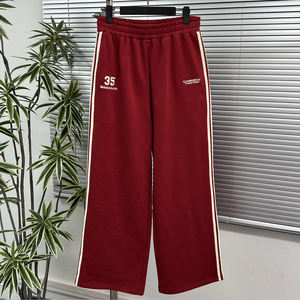 Pantalons <span class=keywords><strong>de</strong></span> sport à jambe droite à rayures tendance, logo brodé, pantalons <span class=keywords><strong>de</strong></span> survêtement amples, <span class=keywords><strong>coton</strong></span> <span class=keywords><strong>de</strong></span> haute qualité, pantalons <span class=keywords><strong>de</strong></span> survêtement larges pour hommes - Product Image 3