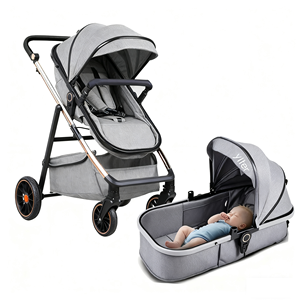 Offre Spéciale <span class=keywords><strong>luxe</strong></span> 4-en-1 bébé poussette léger lin pliable poussette haute paysage Compact Portable deux sièges en gros - Product Image 4