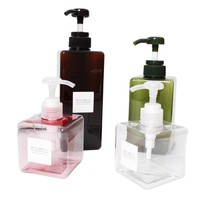 En stock 250ML 450ML 650ML carré blanc clair rose bleu ambre noir vert PETG bouteilles de pompe de savon en mousse plastique