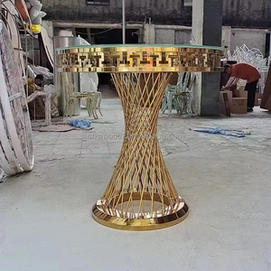 Tables rondes à gâteau en acier inoxydable doré pour événements <span class=keywords><strong>de</strong></span> mariage, modèle 2020, nouvelle vente - Product Image 5