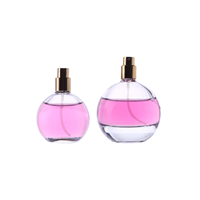 Bouteille de parfum en verre de luxe ronde 30ml 50ml 75ml pour vaporisateur en forme de boule avec noir pour bouchon à bille pour diffuseur et emballage