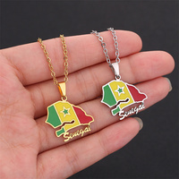 Offre Spéciale Sénégal Carte Collier Hommes Femmes Personnalisé Pays Africain Carte Collier Émail En Acier Inoxydable Pendentif Collier