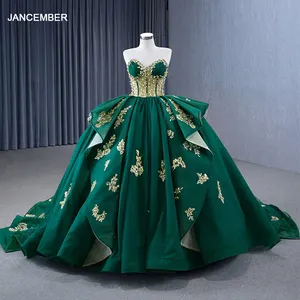 Jancember abito da ballo ricamato alla moda Plus Size verde spalle scoperte da donna abiti eleganti da ballo per le donne