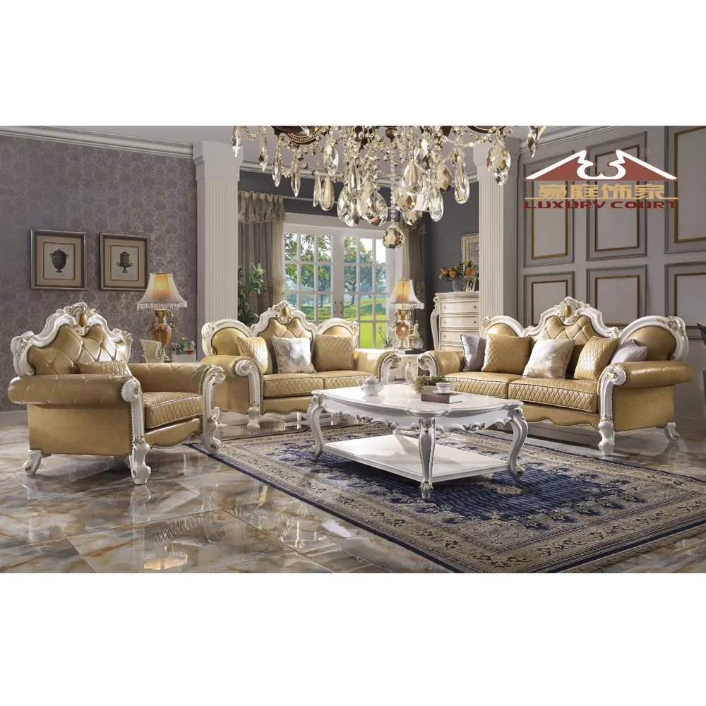 Sofa Chesterfield elegan mewah untuk rumah kantor hotel ruang tamu furniture set sofa kulit asli modern