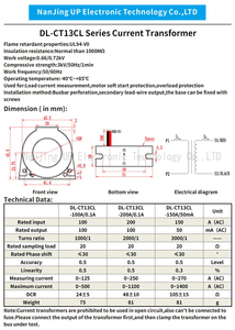 Transformador de Corriente NJXSE DL-CT13CL 5A 50A 100A 150A 200A de Alta Calidad AC CT 100A/0.1A 200A/0.1A 100A/50mA - Product Image 3