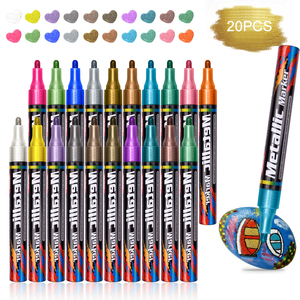 Stylos de fête de 20 couleurs, couleur métallique, effaçables à l'eau, marqueurs amusants pour verres à vin - Product Image 1