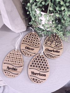 Etichetta personalizzata per coniglietto in legno personalizzata per cesto di pasqua etichetta in bianco Happy Easter Egg nome Tag incisione Laser - Product Image 4