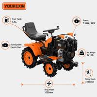 Rotocultivador de la Marca YKX, Rotocultivador de 4 Ruedas para Huertos, Granjas y Preparación de Suelos Agrícolas