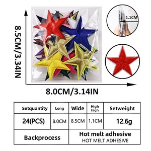 Patch étoile à cinq branches brodé à la machine, thermocollant, à <span class=keywords><strong>coudre</strong></span>, sans couture requise, pour chapeaux <span class=keywords><strong>et</strong></span> décorations - Product Image 4