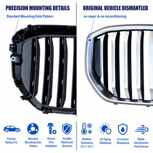 Para <span class=keywords><strong>BMW</strong></span> <span class=keywords><strong>X5</strong></span> G05 G18 LCI, Parrilla Delantera de Doble Listón Cromado, Reemplazo OEM, Instalación Directa con Tornillos, 51135A670C6 2024 2026 - Product Image 4