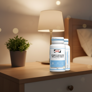 Comprimés OEM <span class=keywords><strong>Vitamine</strong></span> <span class=keywords><strong>D</strong></span> Calcium <span class=keywords><strong>Zinc</strong></span> Triple Action – Format Voyage Portable, Mini Taille, Haute Absorption, Soutien Nutritionnel - Product Image 1