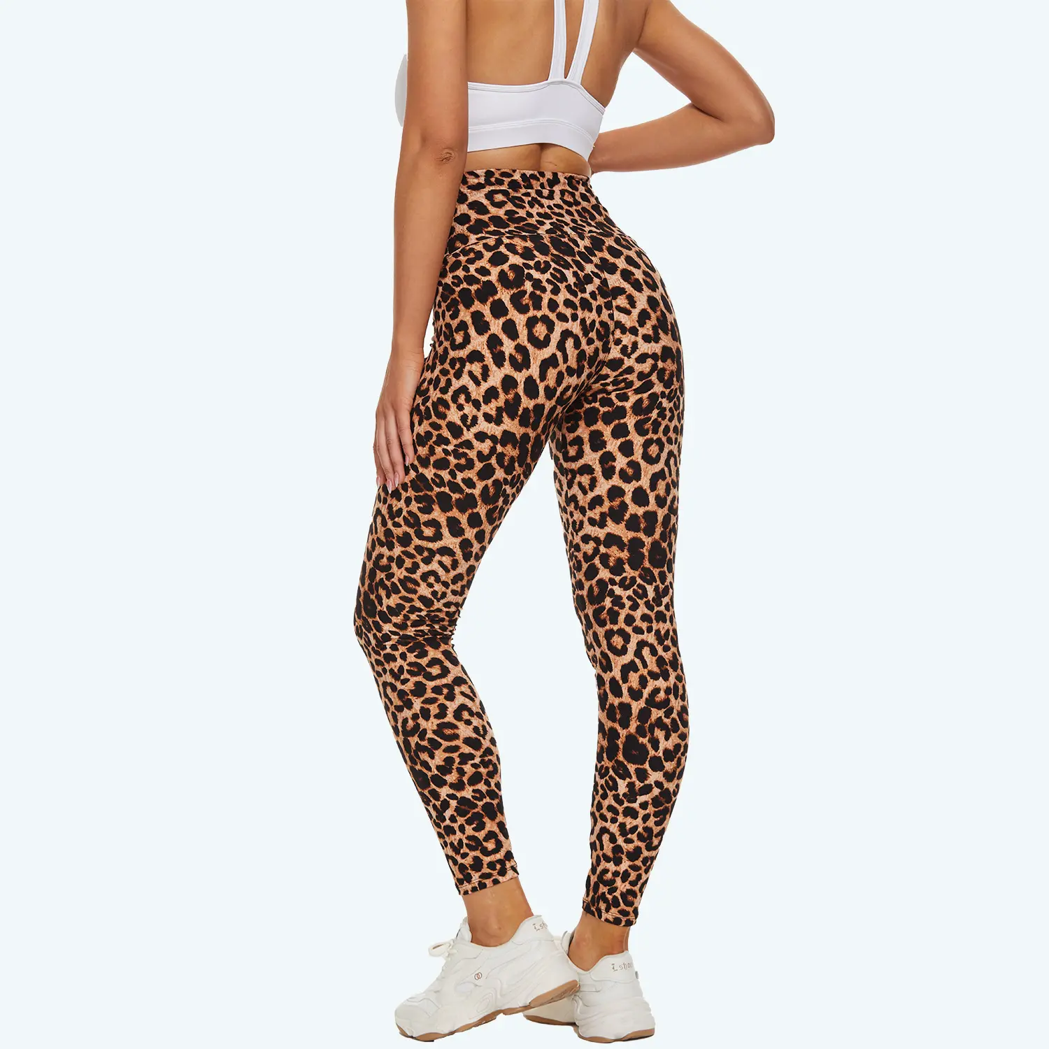 Custom v shape Sexy Butt Lift Sport Leopard Digital Printed Leggings Custom Cross Waist Gym Fitness Women Tights