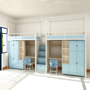 <span class=keywords><strong>Letto</strong></span> a Castello Moderno <span class=keywords><strong>Matrimoniale</strong></span> in Ferro Acciaio e Legno per Adulti Studenti Dormitorio Appartamento o Hotel - Product Image 3
