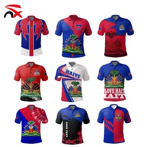 T-shirt polo en polyester de haute qualité en gros, <span class=keywords><strong>maillot</strong></span> de football d'Haïti, t-shirts, drapeau haïtien, jeux de football, fans, célébration - Product Image 1