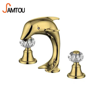 Robinet de lavabo en or en forme de dauphin SAMTOU pour salle de bain, 3 pièces, robinet de lavabo pour se laver les mains