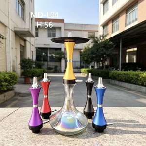 Moderno Set de Hookah de Cristal con Vástago de Aluminio y Boquillas Coloridas para Uso en Bares y Lounges - Product Image 6