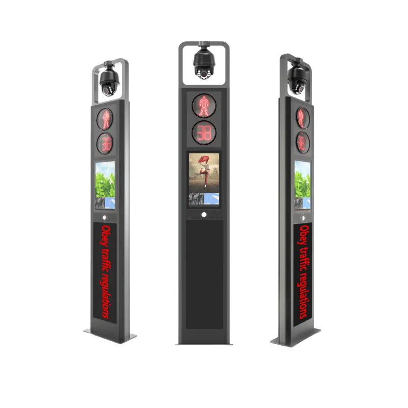 Intelligent pole pedestrian traffic light with countdown timer,pedestrian button and LED screen