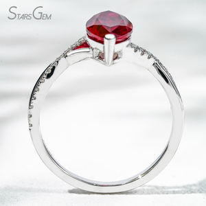 Starsgem Tùy Chỉnh Intertwined Căng Thẳng Pavé Set 18K Vàng Trắng Nhẫn Với 6X12Mm Marquise Cắt Phòng Thí Nghiệm Của <span class=keywords><strong>Ruby</strong></span> Đá Quý - Product Image 5