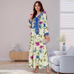 M316, conjuntos modestos de talla grande para <span class=keywords><strong>mujer</strong></span>, Vestido de manga larga con cuello en V estampado Europeo Americano transfronterizo, bata para <span class=keywords><strong>Amazon</strong></span>, superventas - Product Image 6