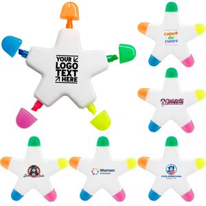 Brush Tip Highlighter Creative <b>Star</b> Shape <b>Light</b> Color Fluorescent Pen Marker with 5 Colors Great for Journal Planner Note Taking - Product Image 1