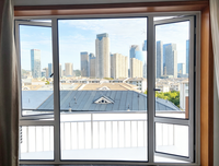 Ventana Abatible Horizontal Moderna de Aleación de Aluminio con Doble Vidrio Templado Tintado para Residencias