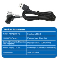 Modul Kamera Micro USB 1MP 15*15mm Tanpa Lensa Distorsi, Kamera Industri USB2.0 UVC OEM untuk Mesin Penjual Otomatis