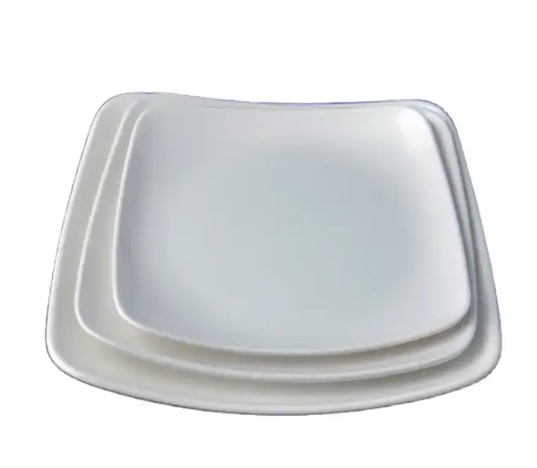 Restaurant Table Appetizer Plate Snack Dessert Dishes Square Lunch Plates factory price square white melamine plastic cake plate