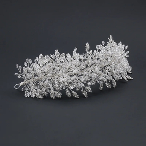 Romantique baroque fait à la main perles de cristal clair bandeaux de mariée <span class=keywords><strong>fleur</strong></span> diadèmes strass diadème coiffes - Product Image 6