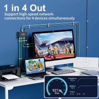 Adaptador Ethernet Starlink de 4 Puertos para Gen 3 y Starlink Mini, Conecta 4 Dispositivos Cableados a la Vez, hasta 1Gbps para Starlink Mini / V4