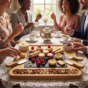 <span class=keywords><strong>Plateau</strong></span> de service <span class=keywords><strong>en</strong></span> bambou personnalisable grand format avec double tiroir coulissant et <span class=keywords><strong>ardoise</strong></span> amovible, idéal pour les fromages - Product Image 5