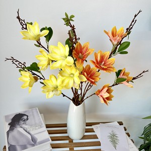 Flores Queyiyi, Magnolia Artificial Impresa en 3D, Tallo Único, 6 Cabezas, Hechas a Mano en Seda, Decoración para el Hogar - Product Image 4