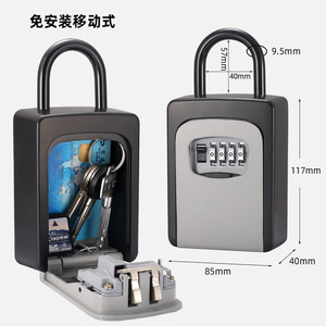 Aluminum Alloy <b>Key</b> <b>Lock</b> Box With 4 Digit Combination <b>Lock</b> For Home Renovation And Construction Sites Gray Blue Black Red Orange - Product Image 4