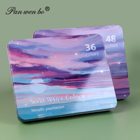 Ensemble de peinture à l'aquarelle professionnelle non toxique Panwenbo 36/48 couleurs avec boîte en métal pour artistes sur toile, papier, verre